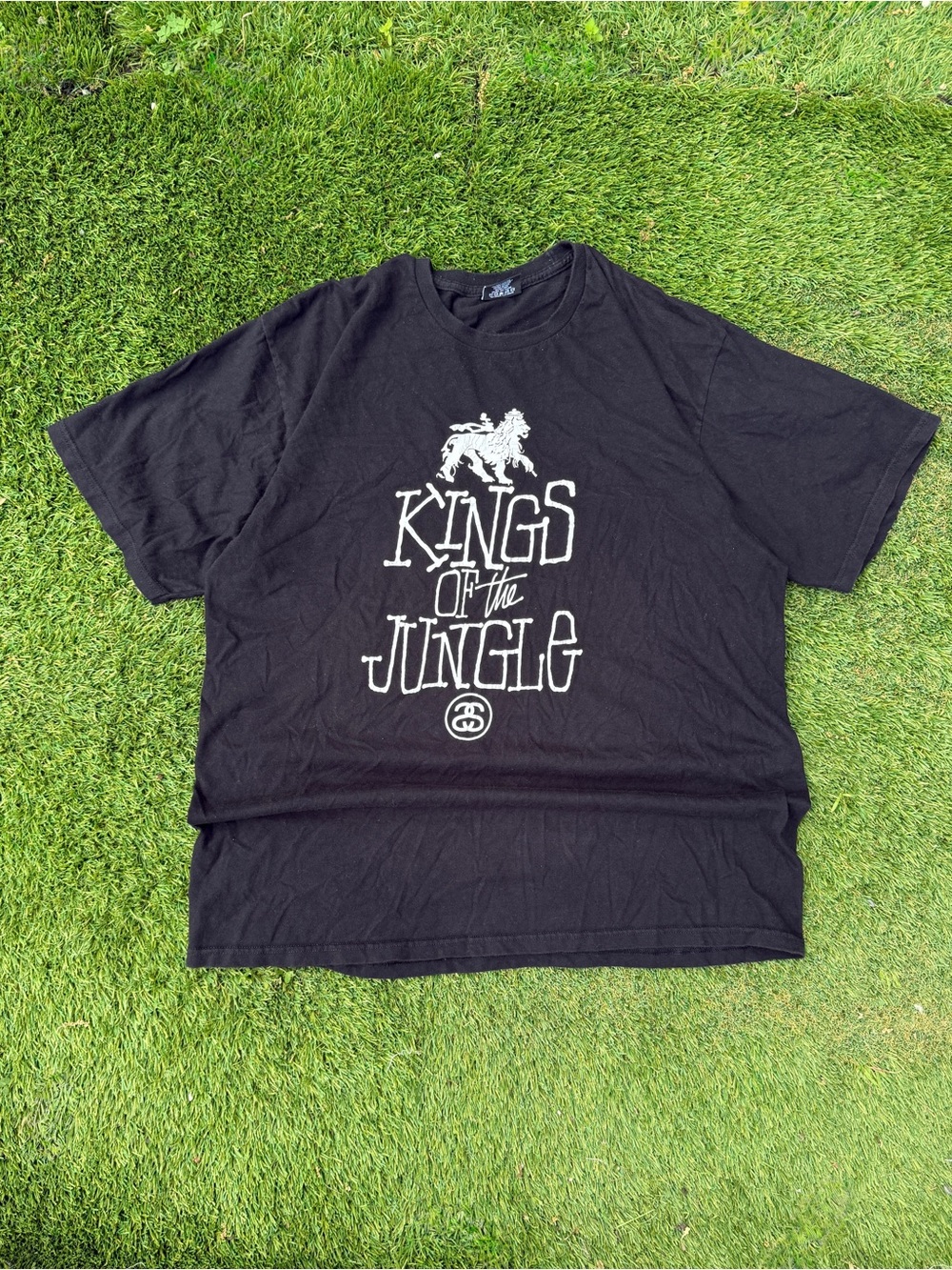 Stussy King Of The Jungle Black Logo Tag Tee Size XL